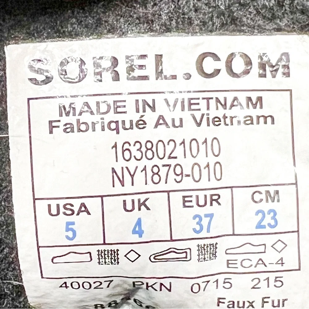Sorel Yoot PAC 1964 Caribou Black Winter Snow Boots Insulated Waterproof Size 6